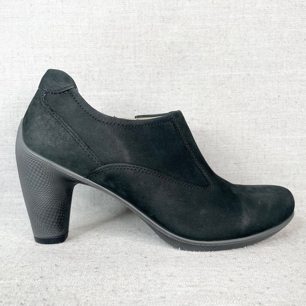 Ecco Black Suede Slip-On Ankle Booties